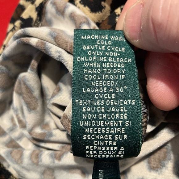 RALPH LAUREN RLR Sz 12 Leopard Print Mock Wrap Ruched Jersey Knit  Dress - Picture 10 of 10